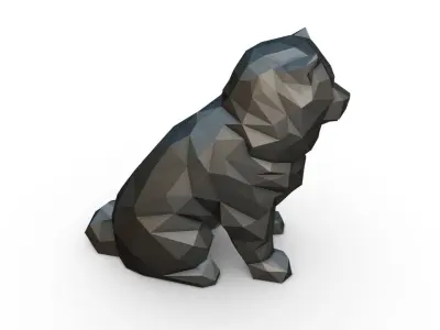 Chowchow dog figure low poly 3D print model