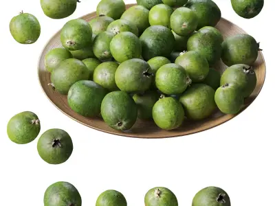 Feijoa on a platter Low-poly 3D model