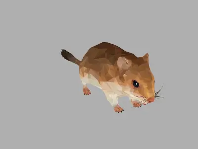Sand Mouse Low Polygon Art  Animal maus Low-poly 3D model