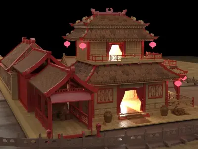 Chinese ancient courtyard house  3D model