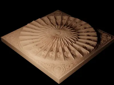 Sunburst CNC 3d Print High Relief Sand Casting 3D print model