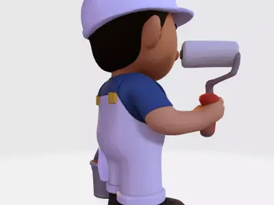 The Painter Pose  Stylized Render Asset  3D print model