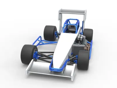 Supermodified front engine race car V4 Scale 1 to 25 3D print model