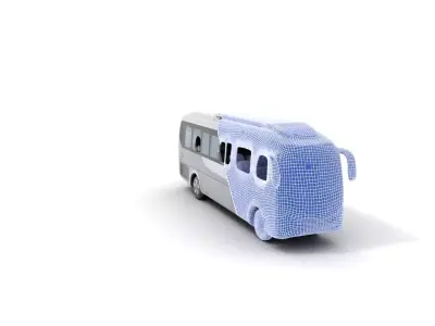 Sleek Silver Minibus model pack Low-poly 3D model