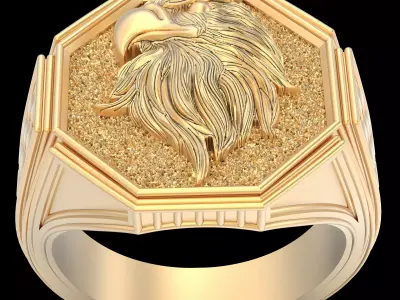 Eagle Man Ring silver gold printable jewelry 3D print model