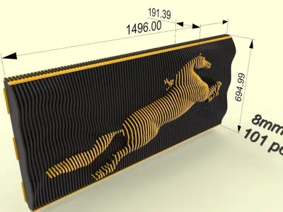 parametric horse wall art 8mm 3D print model