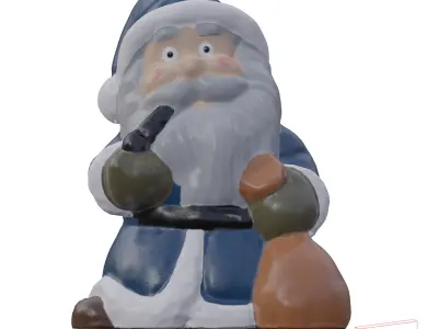 Multicolor Pack of cute Santa claus   LowPoly 3D model