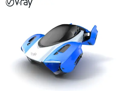 Sleek Urban Flying Car Model Pack with Aerodynamic Design Low-poly 3D model