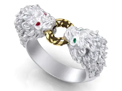  ring couple Kind Lions 3D print model
