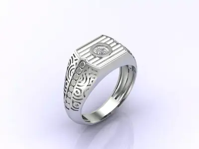 Print Ready STL 3DM  Gents Rings Diamond Men Ring  3D print model 28