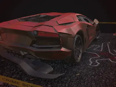 low poly car 3d model sports with cones 3D model