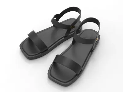 Back Strap Sandals Low-poly 3D model