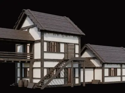 Medieval Village Pack 2 - 4 Assets - 4K Textures Game Ready Low-poly 3D model