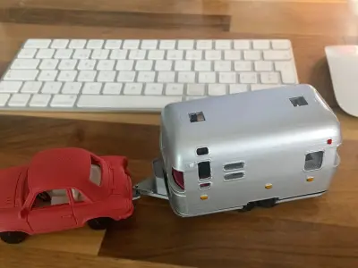 Airstream Trailer and Towing Vehicle 3D print model