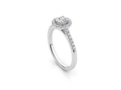 ZDR045 halo diamond engagement ring 3D print model