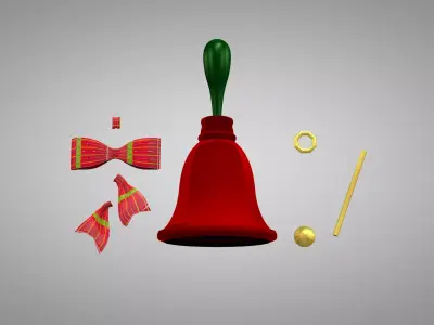 Hand Bells Red 3D Model 3D model