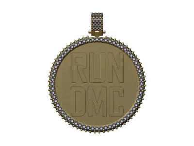 RUN DMC Iced Diamond pendant with bail 3D print model