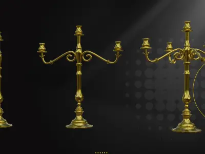 19 Old Candle Holder Low-poly 3D model