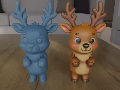 Cute Reindeer Figurine STL for 3D Printing 3D print model