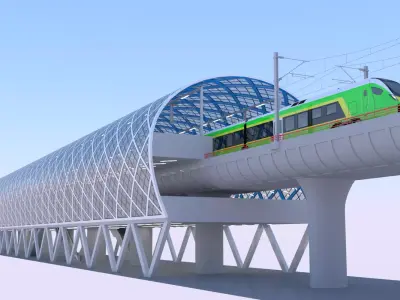 Station with Stadler Flirt IV 3D model