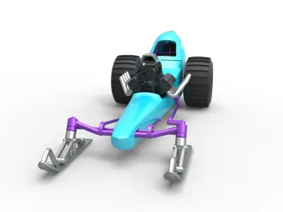 Front engine old school snow dragster Scale 1 to 25 3D print model