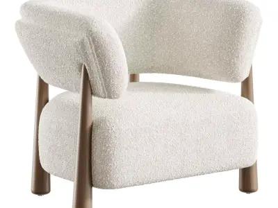Dolores Stone Cream Fabric Occasional Chair 3D model