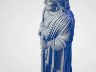 King Shantanu - Ancient Rock Statue Low-poly 3D model