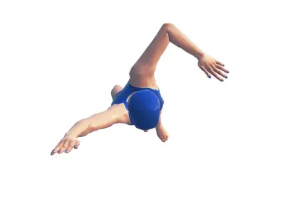 Female Swimming Classic Style Low-poly 3D model