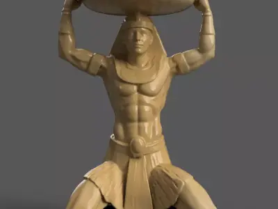Egyptian Pharaoh Statue Bowl alexa handle candle holder 3D print model