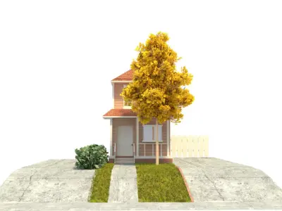 House with tree Low-poly 3D model