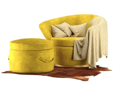 Golden sofa with pillows Free 3D model