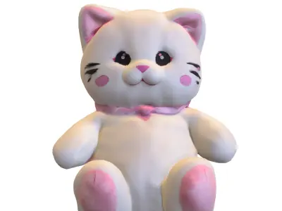Cute Plush Cats Toy Model Low-poly 3D model
