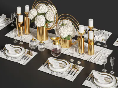 Dinner Table Set 01 3D model
