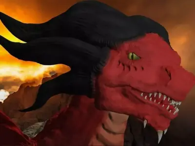 Ruby dragon Low-poly 3D model