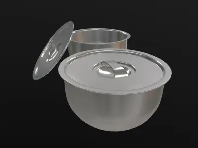 Steel Bowl AR VR PBR  Lowpoly with game ready 3d Model Low-poly 3D model