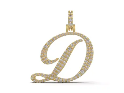 Initial Letter D Necklace Pendant Alphabet Pendant 3D print model