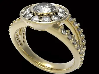 halo ring center gem 6 mm  3D print model