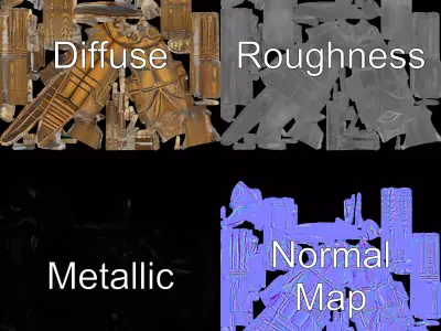 Bronze Insectoid Sculpture model pack Low-poly 3D model