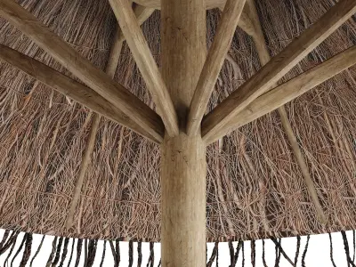 Straw hut beach Low-poly 3D model