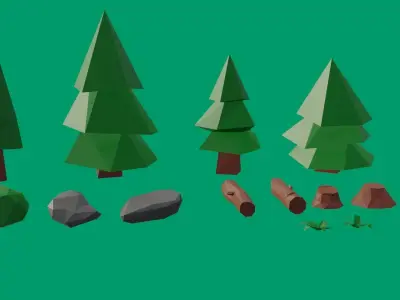 Lowpoly Nature Assets Pack Free low-poly 3D model