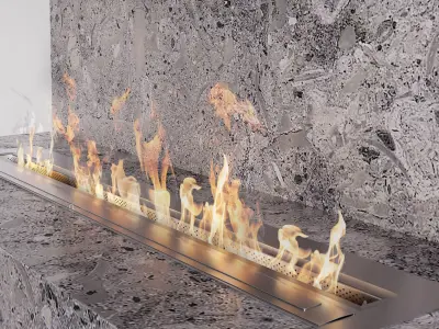 Wall With Biofireplace - Grey color  3D model