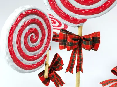 Christmas Candy Spiral Lollipop 3D Model 3D model