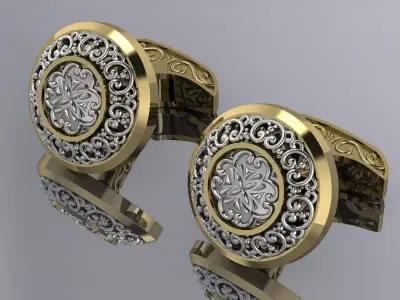 Elegant Mens Cuffinks Gold Brand Jewelry 3D print model
