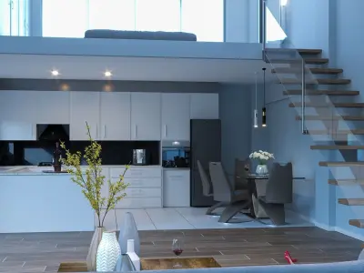 Two  level modern interior appartment 3D model