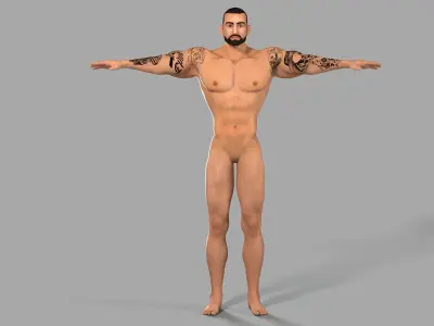 Muscular Gangster Character Low-poly 3D model