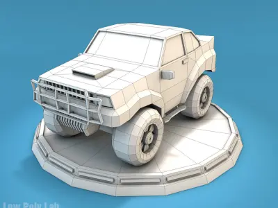 Cartoon Racing Jeep Low-poly 3D model