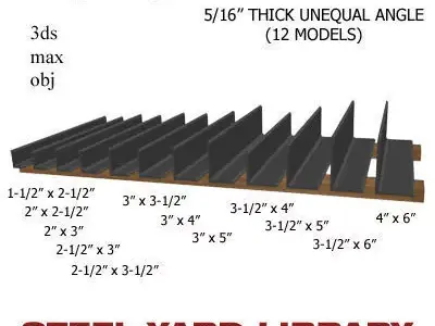 5 16in Thick Unequal Angle 3D model