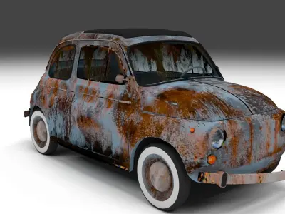 Weathered Fiat 500 Nuova Low-poly 3D model