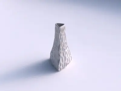 Vase grounded triangle with crystal dents 3D print model