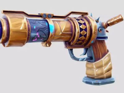 Stylized Fantasy Gun Arcane Inspired Pistol Low-poly 3D model